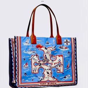Tory Burch Ella Blue Marina Tote Bag